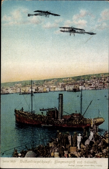 Ak Saloniki Thessaloniki Griechenland, Fliegerangriff, kuk Kriegsmarine, 1. WK
