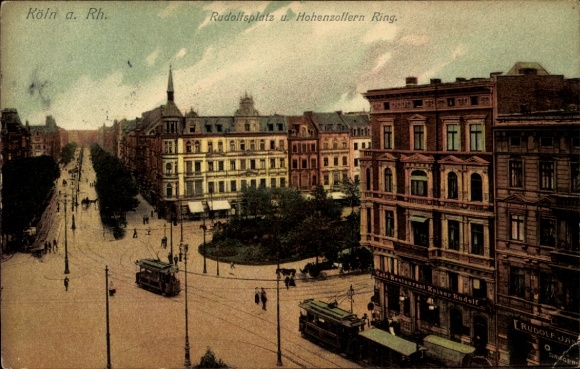 Ak Cöln Köln am Rhein, Köln a. Rh., Rudolfsplatz, Hohenzollern Ring, Straßenbahnen