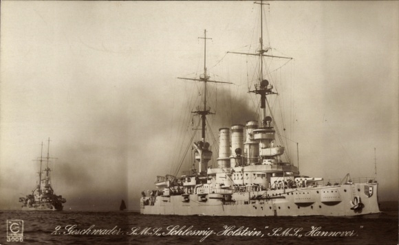Ak Deutsche Kriegsschiffe SMS Schleswig-Holstein, SMS Hannover, Kaiserliche Marine, Geschwader