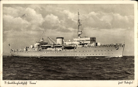 Ak Deutsches Kriegsschiff, Flottentender Saar, U-Boots-Begleitschiff, Reichsmarine, Kriegsmarine