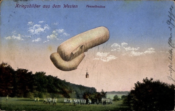Ak Kriegsbilder aus dem Westen, Fesselballon, I WK