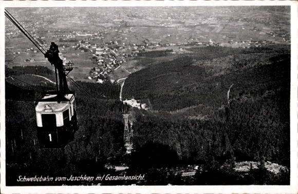 Ak Ještěd Jeschken Region Reichenberg, Schwebebahn, Gesamtansicht