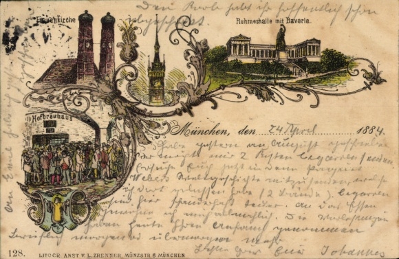 Vorläufer Litho München, Frauenkirche, Ruhmeshalle, Bavaria, Hofbräuhaus