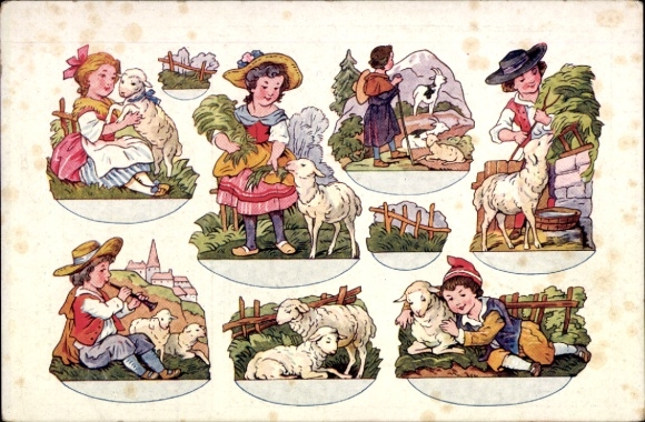 9 Oblaten Kinder, Lämmer