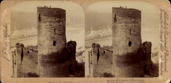 Stereo Foto St. Goarshausen am Rhein, Burg Katz