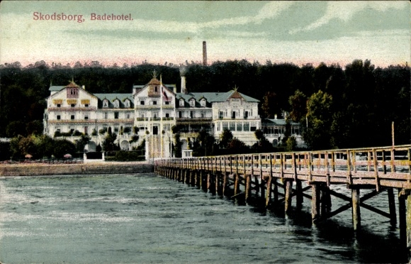 Ak Skodsborg Dänemark,  Badehotel, Pier, Wasser, 