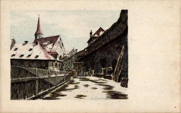 Künstler Ak Lark, B., Cheb Eger Region Karlsbad, Franziskanerhof