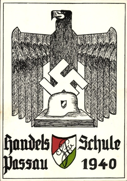 Studentika Ak Passau in Niederbayern, Handelsschule 1940, Reichsadler, Wappen